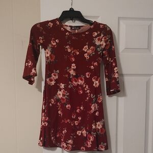 Charming Floral Kids Dress in Red